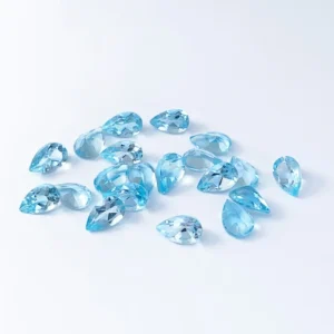 Natural Sky Blue Topaz Pear-Shaped Ring Face