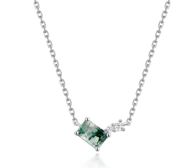Niche S925 Sterling Silver Green Moss Necklace Wholesale - Image 5