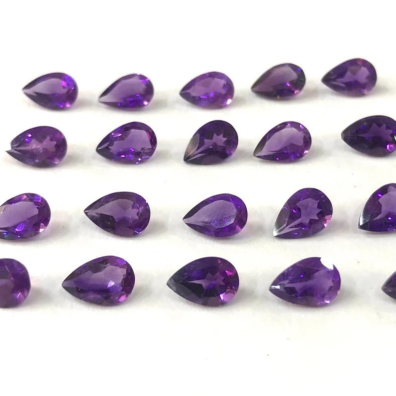 Natural Amethyst loose gems Pear shaped cutting surface - Image 4