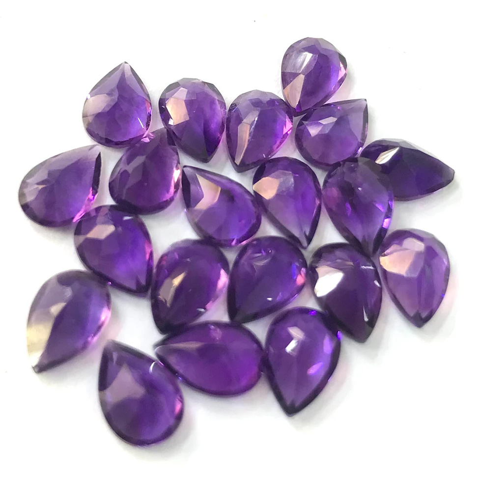 Natural Amethyst loose gems Pear shaped cutting surface - Image 5