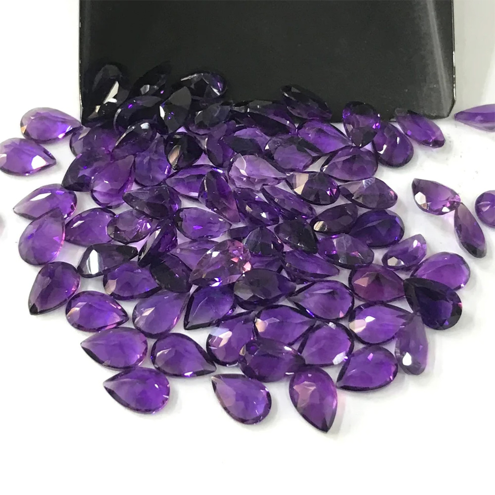 Natural Amethyst loose gems Pear shaped cutting surface - Image 6