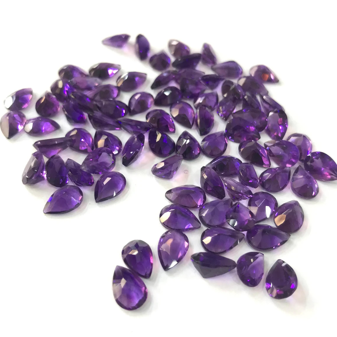Natural Amethyst loose gems Pear shaped cutting surface - Image 7