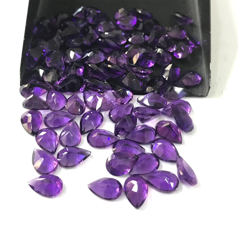 Natural Amethyst loose gems Pear shaped cutting surface - Image 2