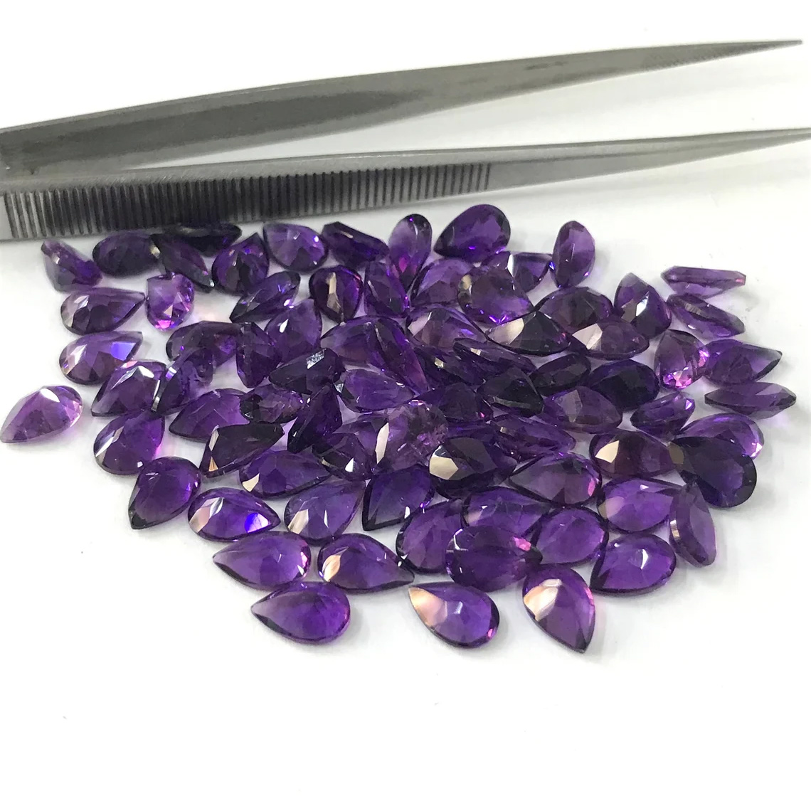 Natural Amethyst loose gems Pear shaped cutting surface - Image 3