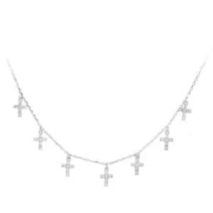 S925 silver inlaid zircon cross temperament clavicle chain