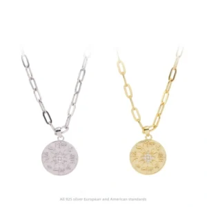 S925 Sterling Silver Retro Round Luxury Clavicle Chain