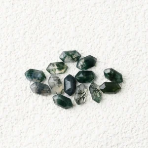 Moss Agate long Hexagon Cut For Jewelry Making