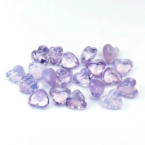 Natural Gemstone Heart Strand Lavender Amethyst Stone Quartz