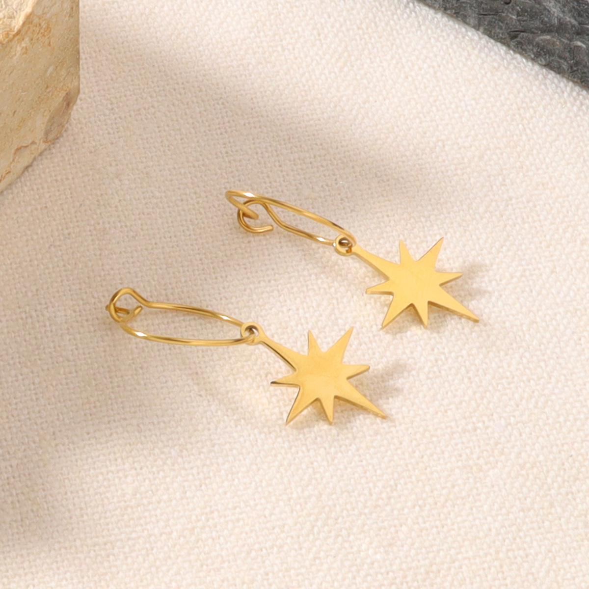 Star Earrings Stainless Steel Plated With 18K Gold - Image 4