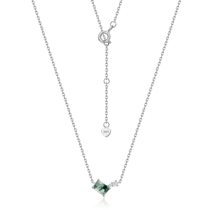 Niche S925 Sterling Silver Green Moss Necklace Wholesale - Image 4