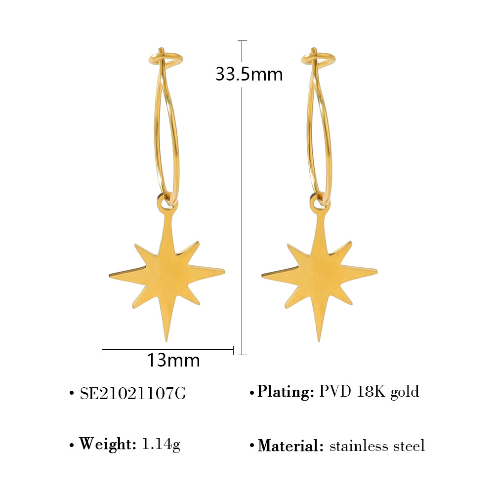 Star Earrings Stainless Steel Plated With 18K Gold - Image 5