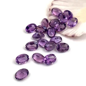 Natural Amethyst Faceted Oval Cut Gemstones