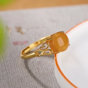 S925 Sterling Silver Beeswax Butterfly Round Bead Rings