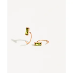 Square Shape Peridot Dainty Tiny Hoop Unique Earrings