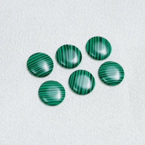 Round Flat Bottomed Plain Synthetic Malachite Cabochons