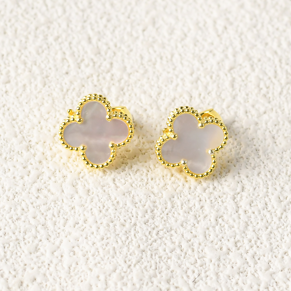 fashion four-leaf clover earrings White Mother Of Pearl - Image 5
