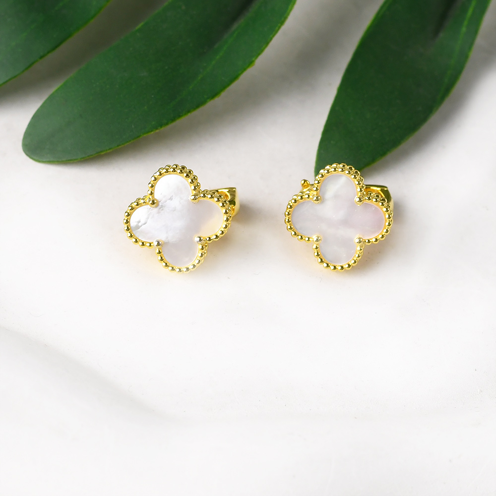 fashion four-leaf clover earrings White Mother Of Pearl - Image 6