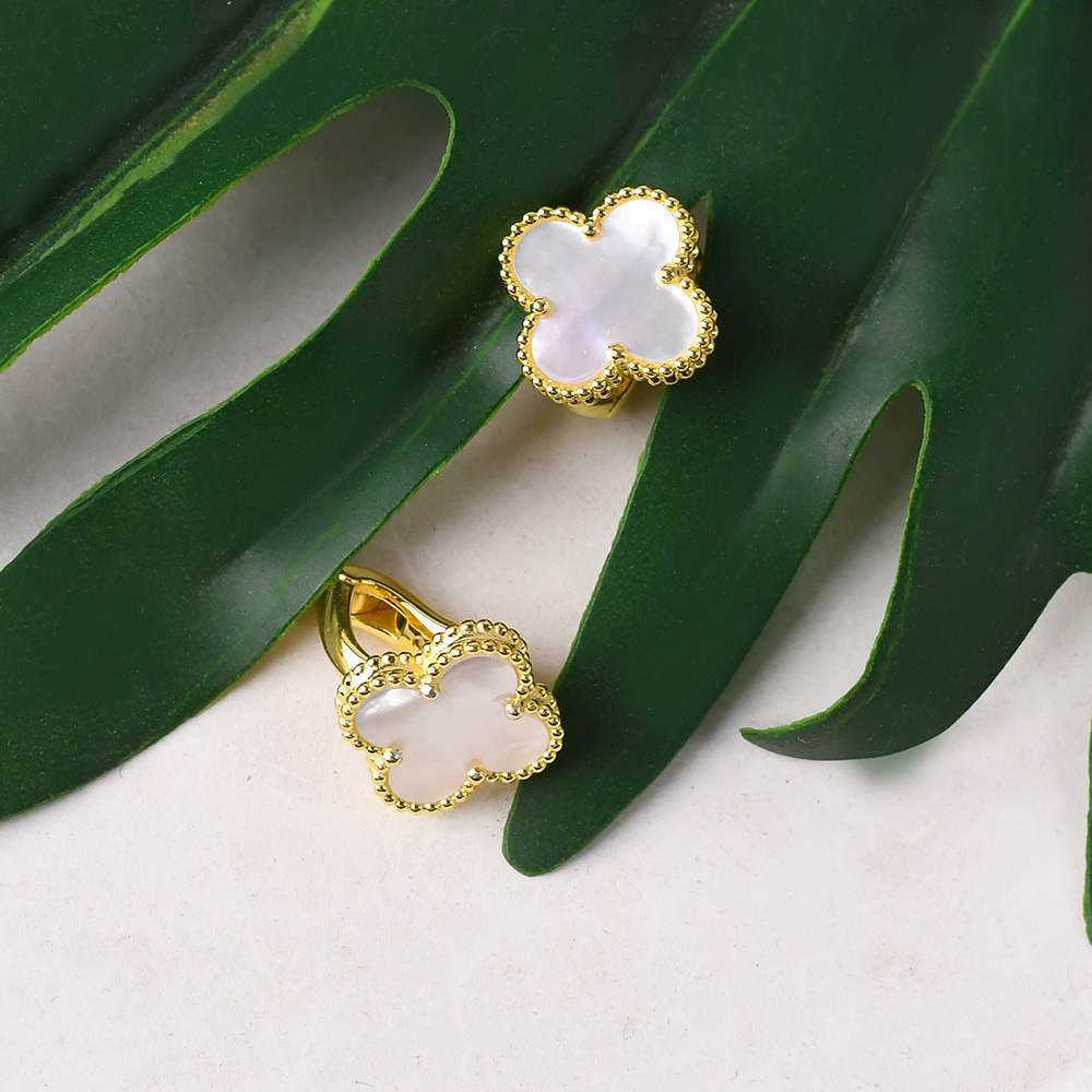 fashion four-leaf clover earrings White Mother Of Pearl - Image 7