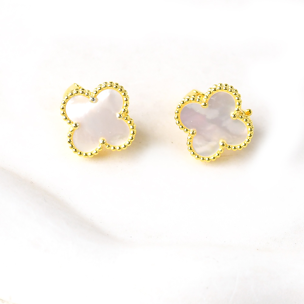 fashion four-leaf clover earrings White Mother Of Pearl - Image 8