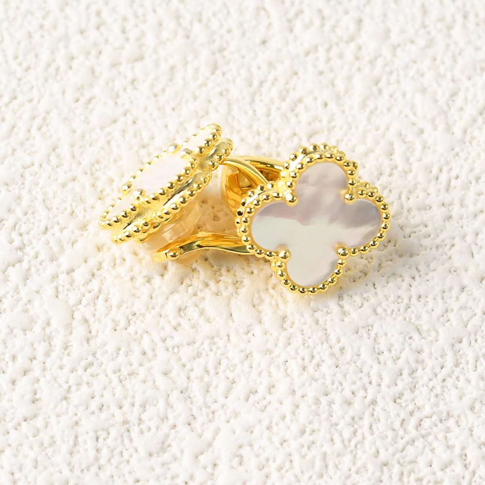 fashion four-leaf clover earrings White Mother Of Pearl - Image 2