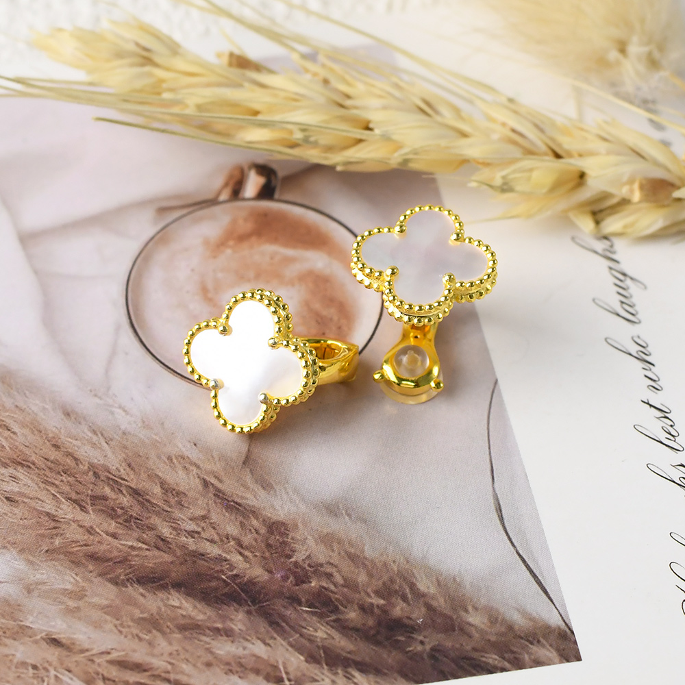 fashion four-leaf clover earrings White Mother Of Pearl - Image 3
