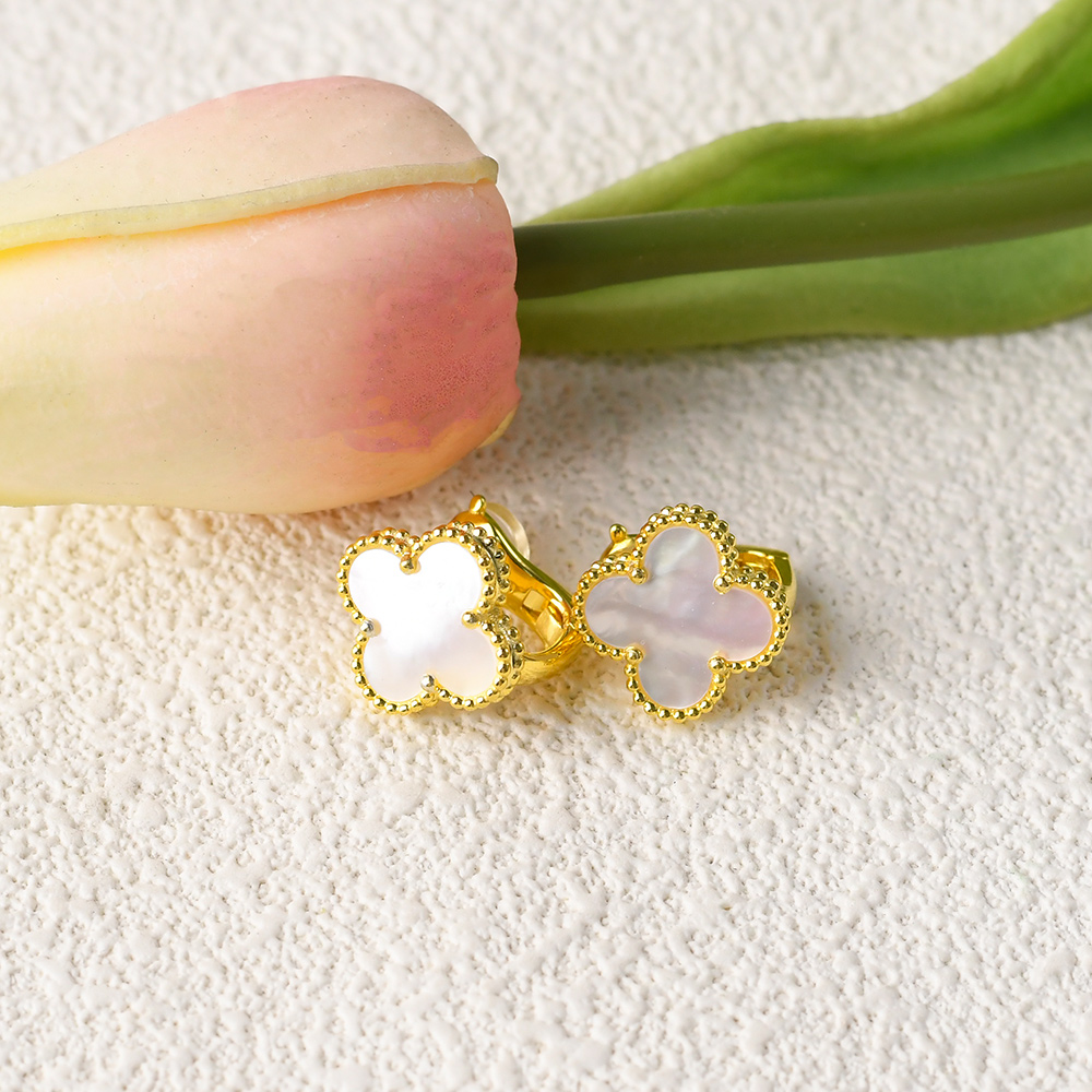 fashion four-leaf clover earrings White Mother Of Pearl - Image 4