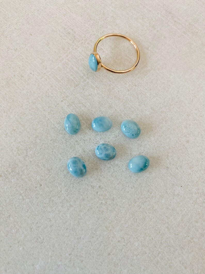 Oval Larimar Gemstone For Jewelry Thin Silver Ring - Image 4
