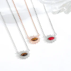 Sterling Silver Retro Palace Style Corona Eye Necklace