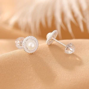 S925 Sterling Silver Pearl Daisy Round Bead Earrings