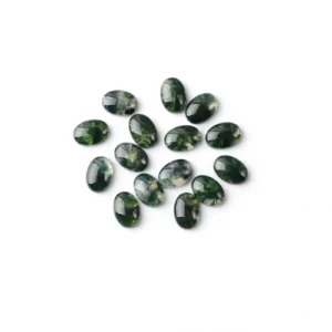 Natural moss agate gemstone oval cabochon for jewelry