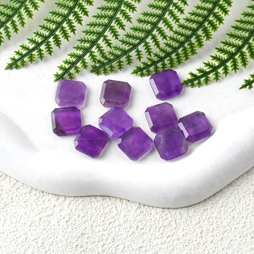 Natural Amethyst Square Shaped Small Octagonal Loose Stone