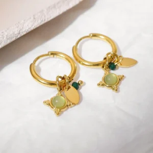 Natural Stone 18K Gold Earrings Stainless Steel Earrings